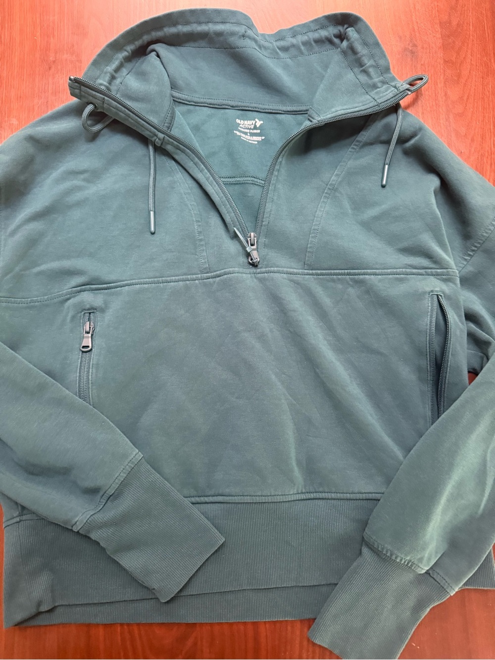 Old Navy Olive Green Crop Half-Zip Pullover Hoodie size L
